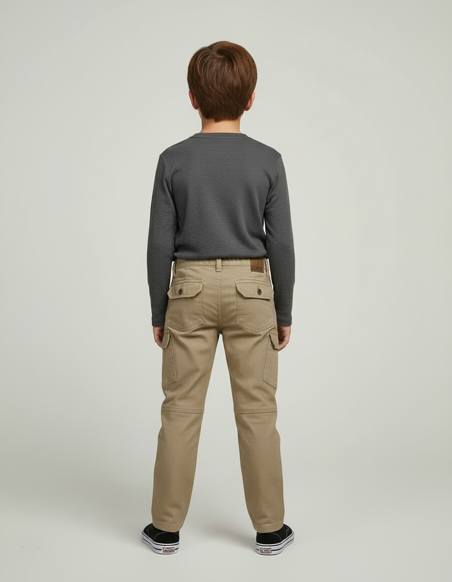 Pantalon Beige Cargo Coton Enfant Décontracté Robuste - vue 2