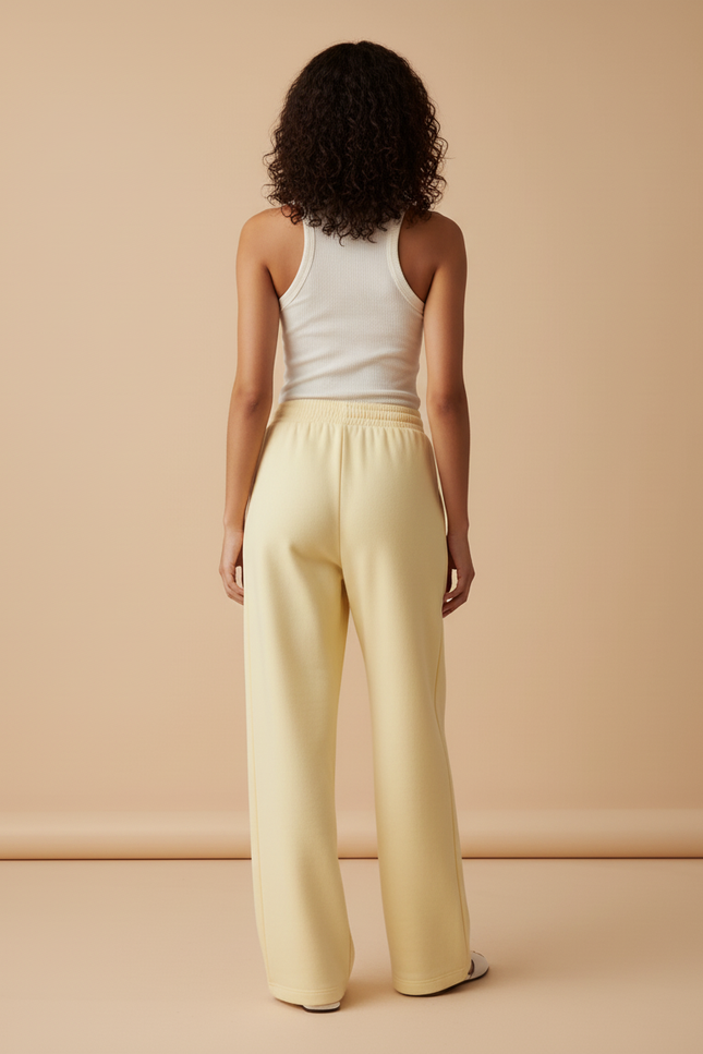 Pantalon Beige Molletonné Ample Décontracté Femme - Jaune - vue 2