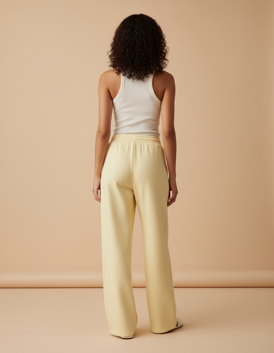 Pantalon Beige Molletonné Ample Décontracté Femme - Jaune - vue 2