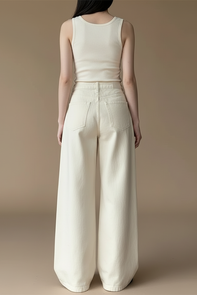Pantalon Baggy Beige Femme - Jean - vue 2