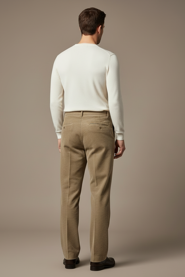Pantalon Beige Côtelé Droit Classique Homme - Cordé - vue 2