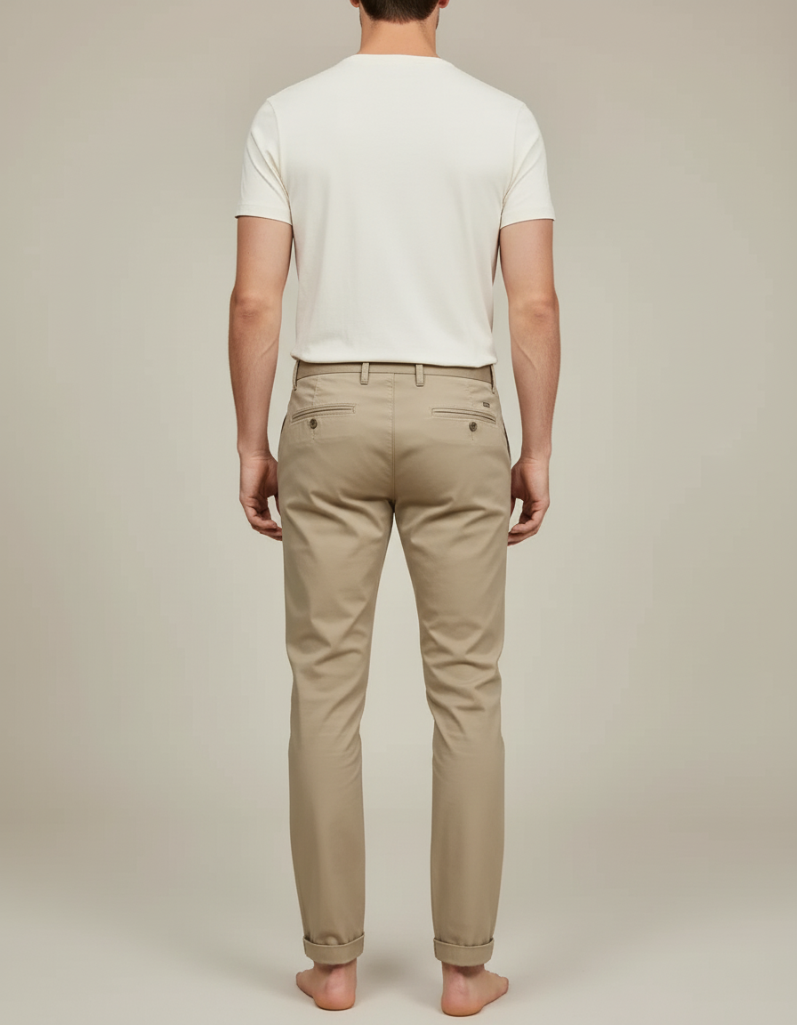 Pantalon Skinny Beige Homme - Gabardine - vue 2