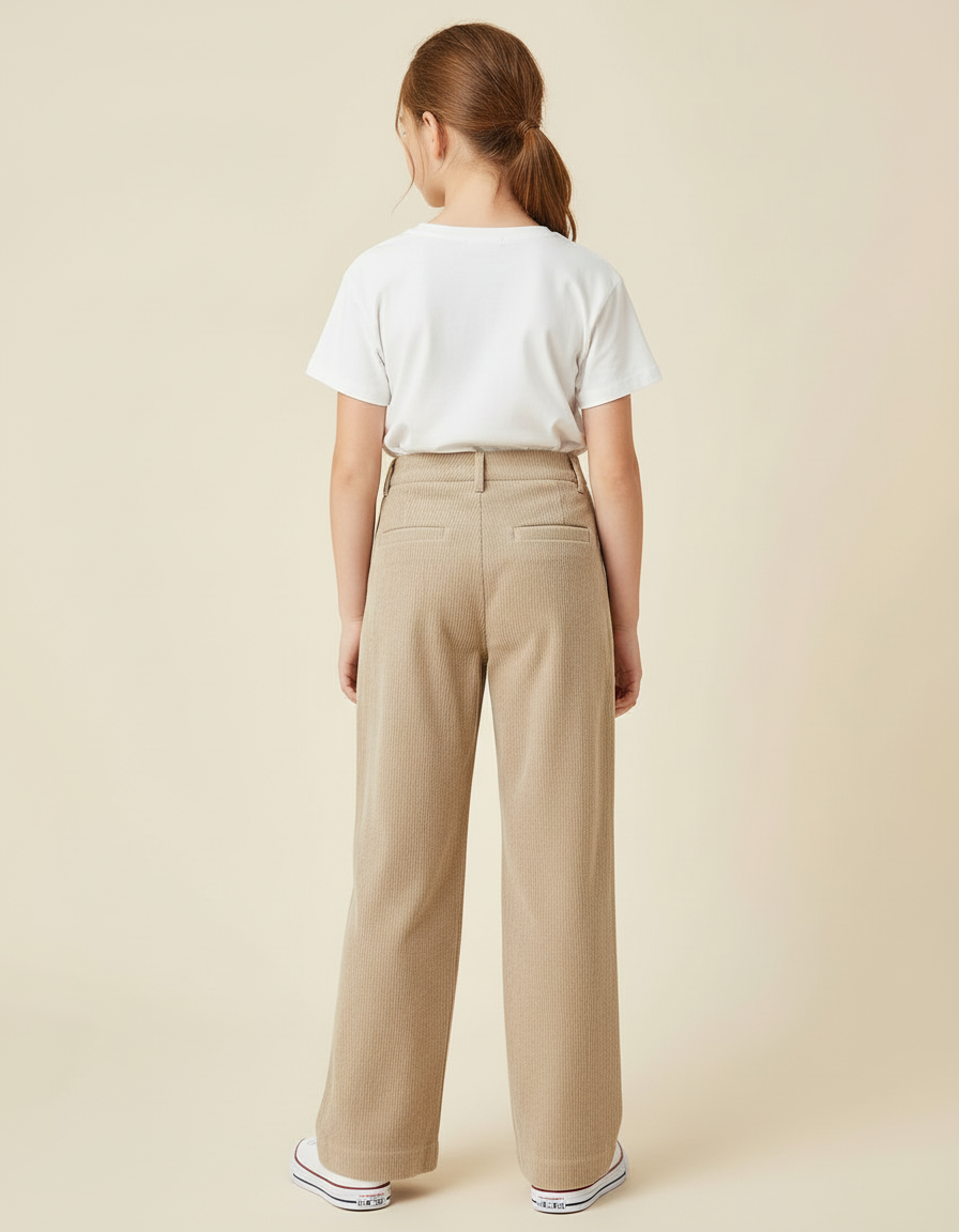 Pantalon Beige Côtelé Droit Ample Enfant - Cordé - vue 2