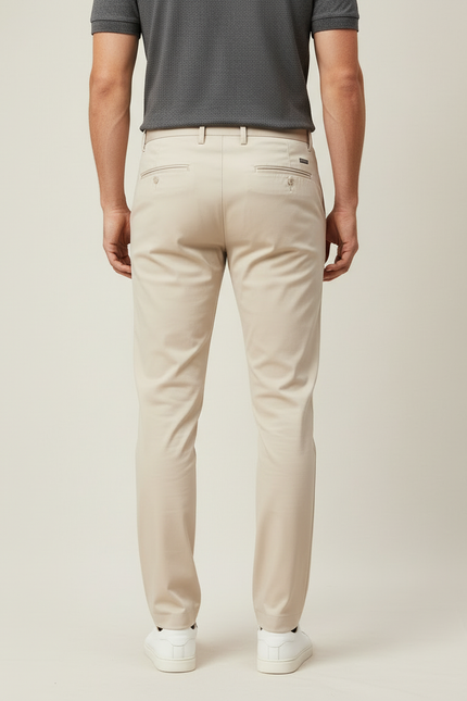 Pantalon Beige Homme Slim Fit Décontracté Élégant - Gabardine - vue 2