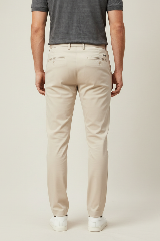 Pantalon Beige Homme Slim Fit Décontracté Élégant - Gabardine - vue 2