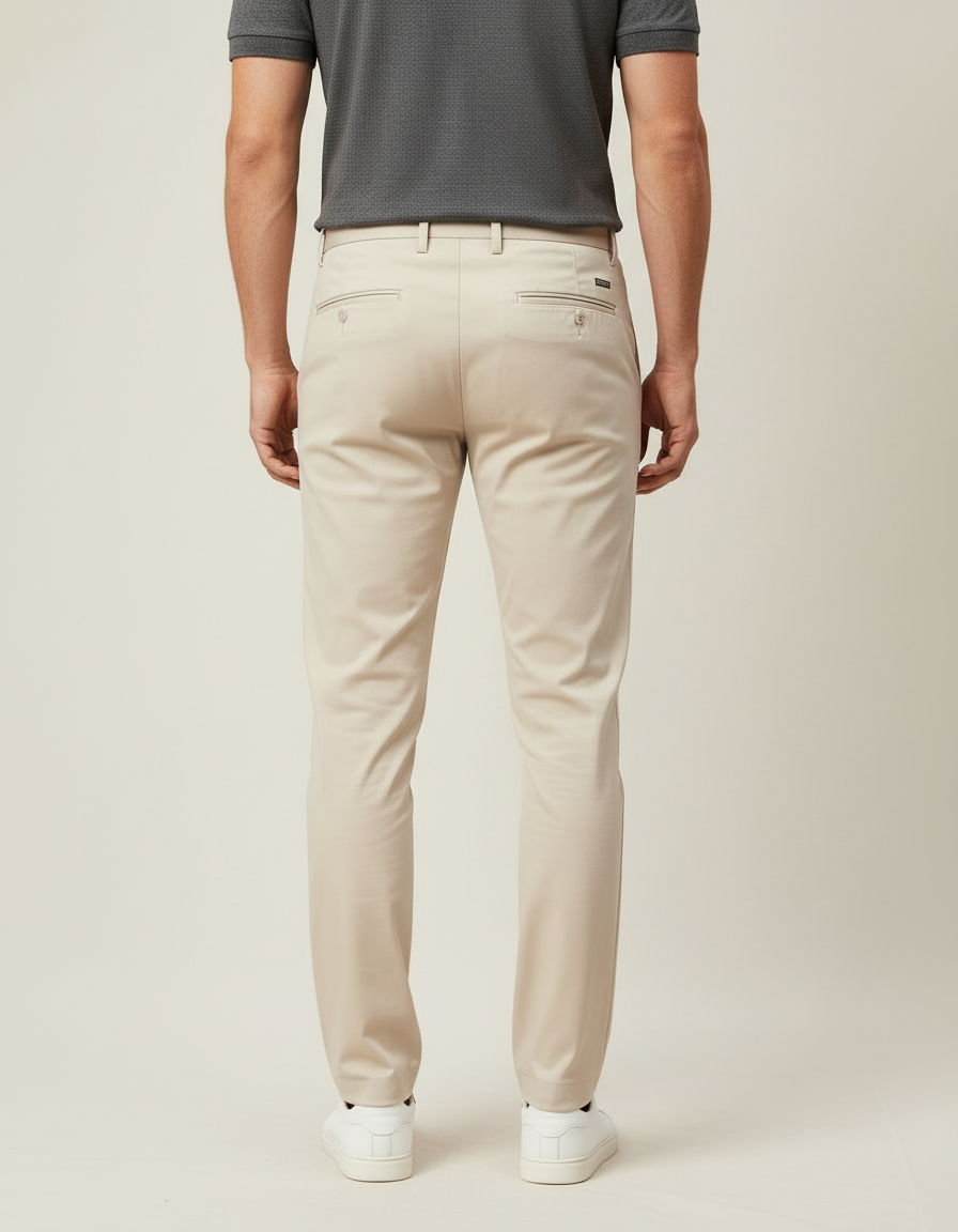 Pantalon Beige Homme Slim Fit Décontracté Élégant - Gabardine - vue 2