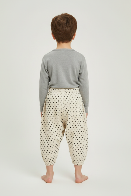 Pantalon Beige Côtelé Polka Dots Ample Enfant - Cordé - vue 2