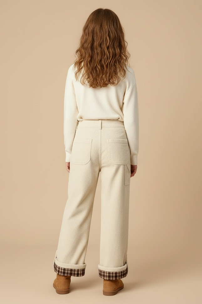 Pantalon Blanc Beige - Cordé - vue 2