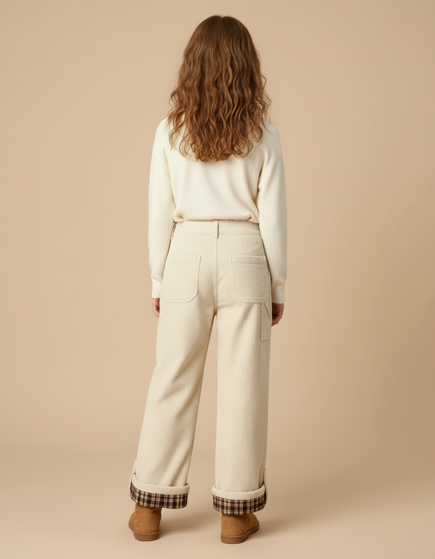 Pantalon Blanc Beige - Cordé - vue 2