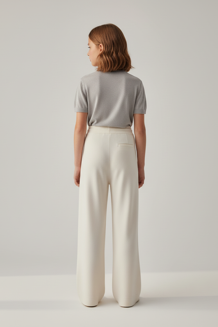 Pantalon Beige Ample Tricoté Confortable Fille - Maille - vue 2