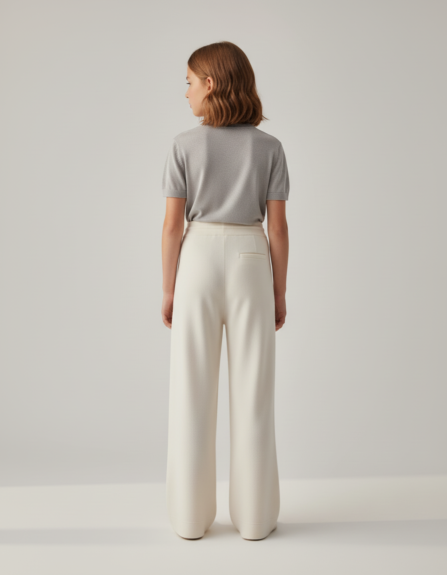 Pantalon Beige Ample Tricoté Confortable Fille - Maille - vue 2
