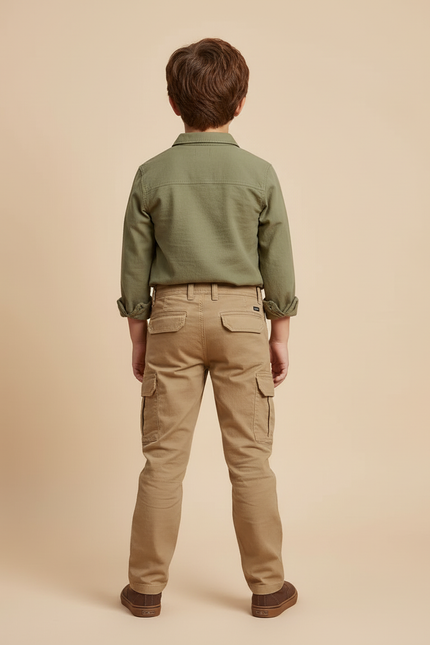 Pantalon Beige Cargo Coton Ample Garçon - Toile - vue 2