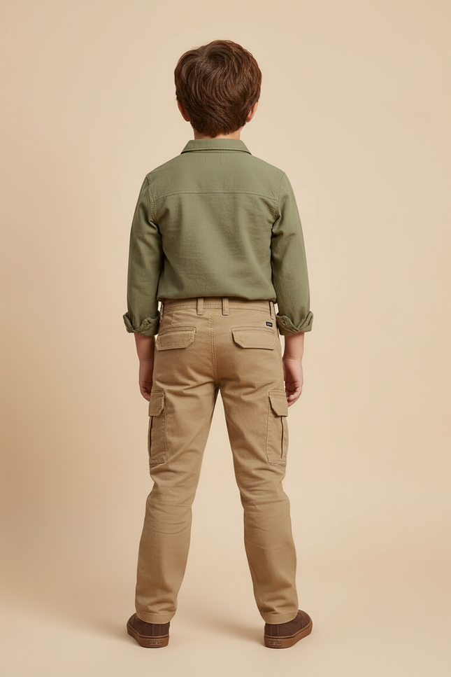 Pantalon Beige Cargo Coton Ample Garçon - Toile - vue 2