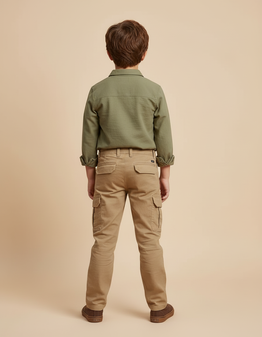 Pantalon Beige Cargo Coton Ample Garçon - Toile - vue 2