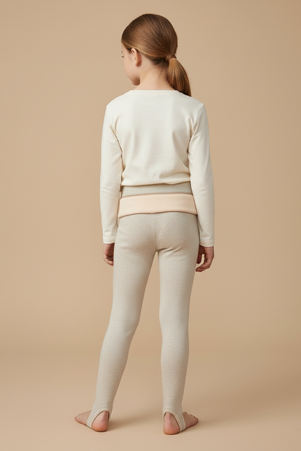 Pantalon Beige Enfant Tricoté Ajusté Thermique Hiver - Maille - vue 2