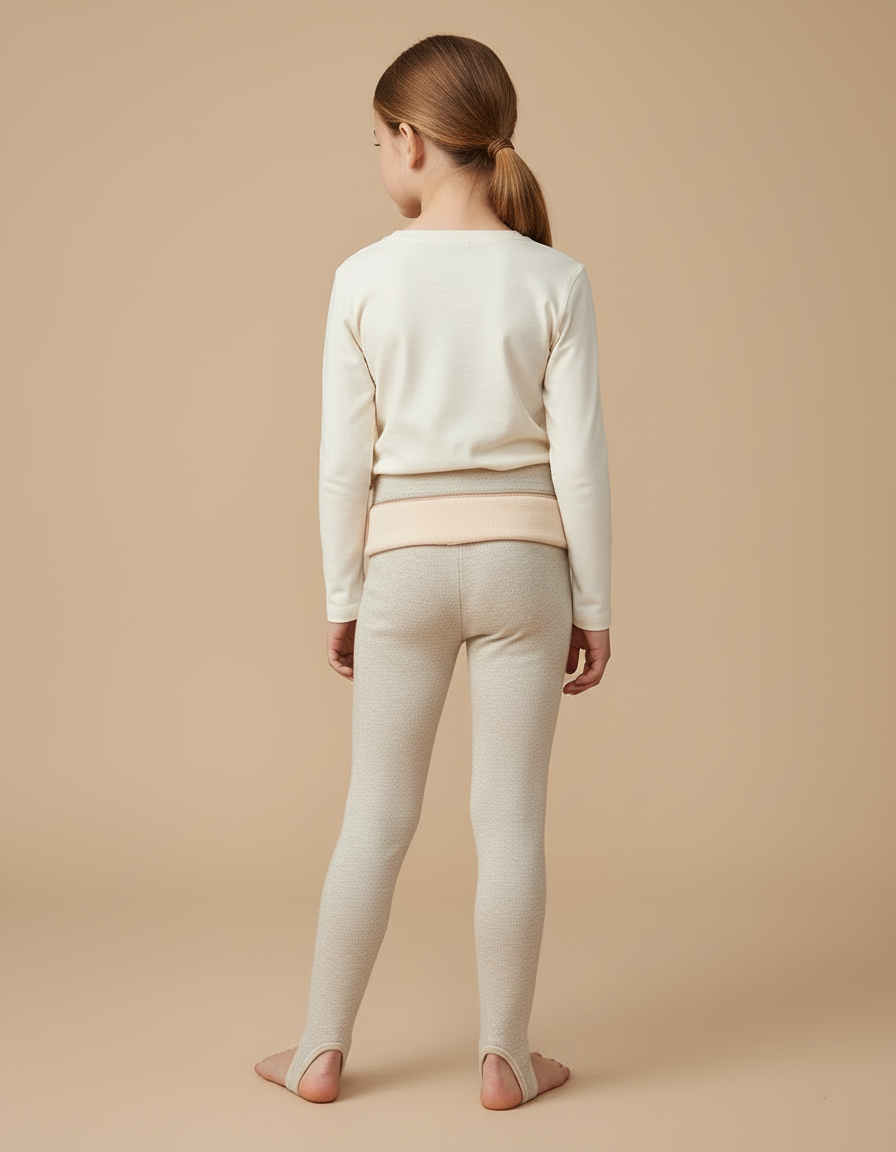Pantalon Beige Enfant Tricoté Ajusté Thermique Hiver - Maille - vue 2