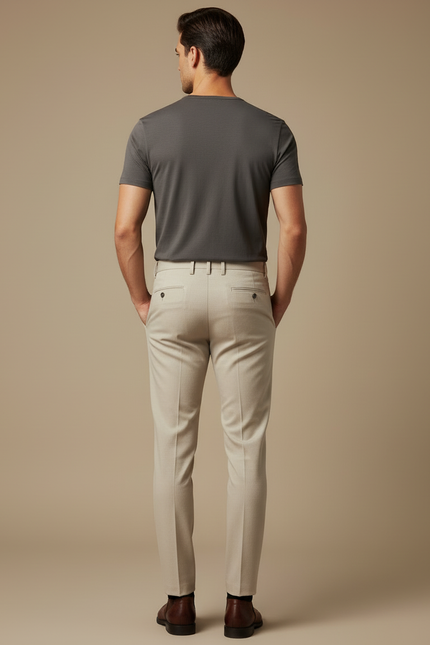 Pantalon Beige Slim Formel Élégant Business Homme - Laine - vue 2