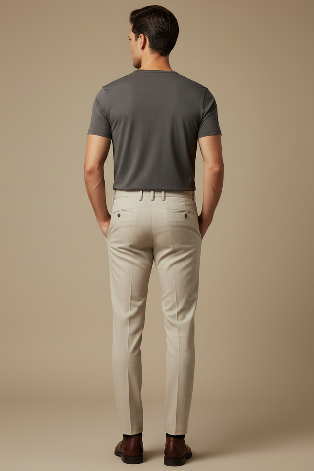 Pantalon Beige Slim Formel Élégant Business Homme - Laine - vue 2