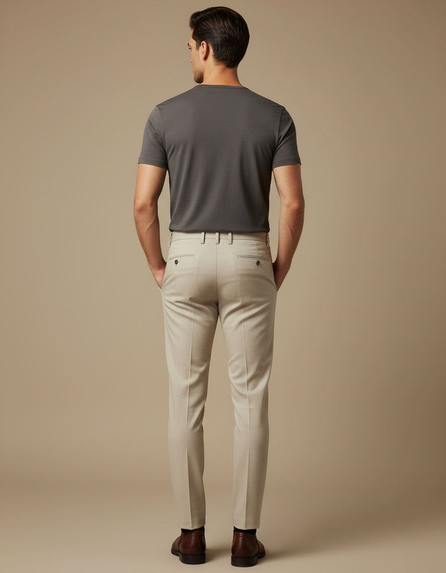 Pantalon Beige Slim Formel Élégant Business Homme - Laine - vue 2