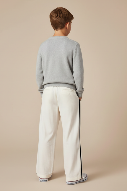 Pantalon Beige Large Lin Cordon Sport Garçon - vue 2