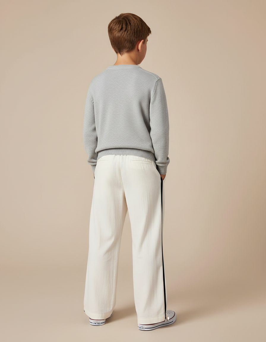 Pantalon Beige Large Lin Cordon Sport Garçon - vue 2