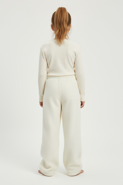 Pantalon Beige Polaire Brodé Ample Décontracté Fille - Molleton - vue 2