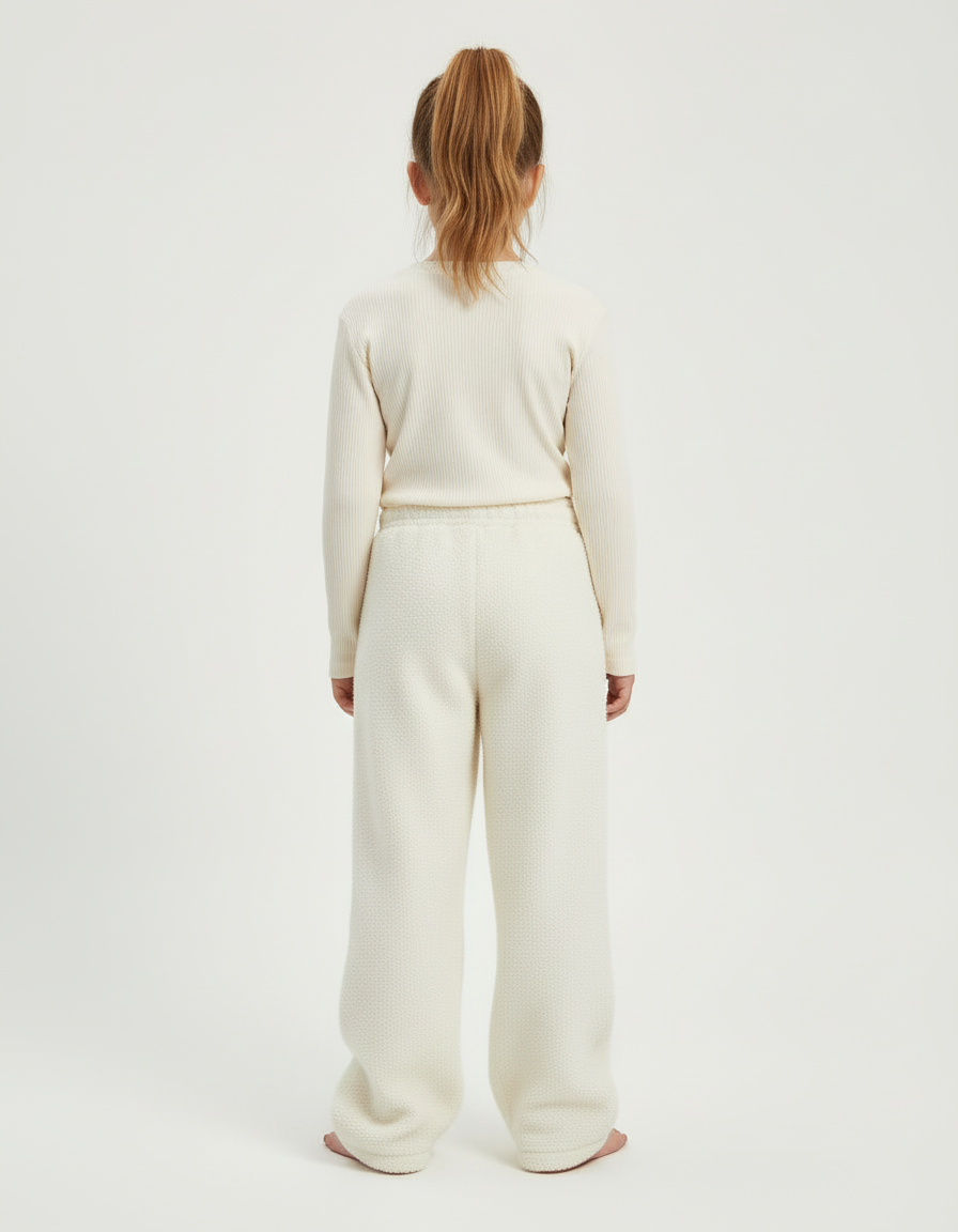 Pantalon Beige Polaire Brodé Ample Décontracté Fille - Molleton - vue 2