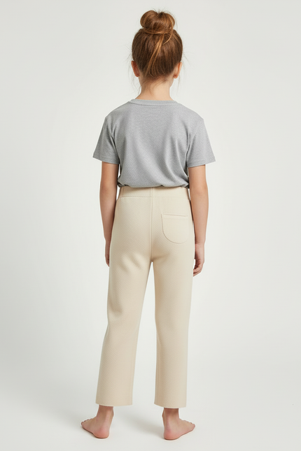 Pantalon Beige Tricoté Droit Fendu Confortable - Maille - vue 2