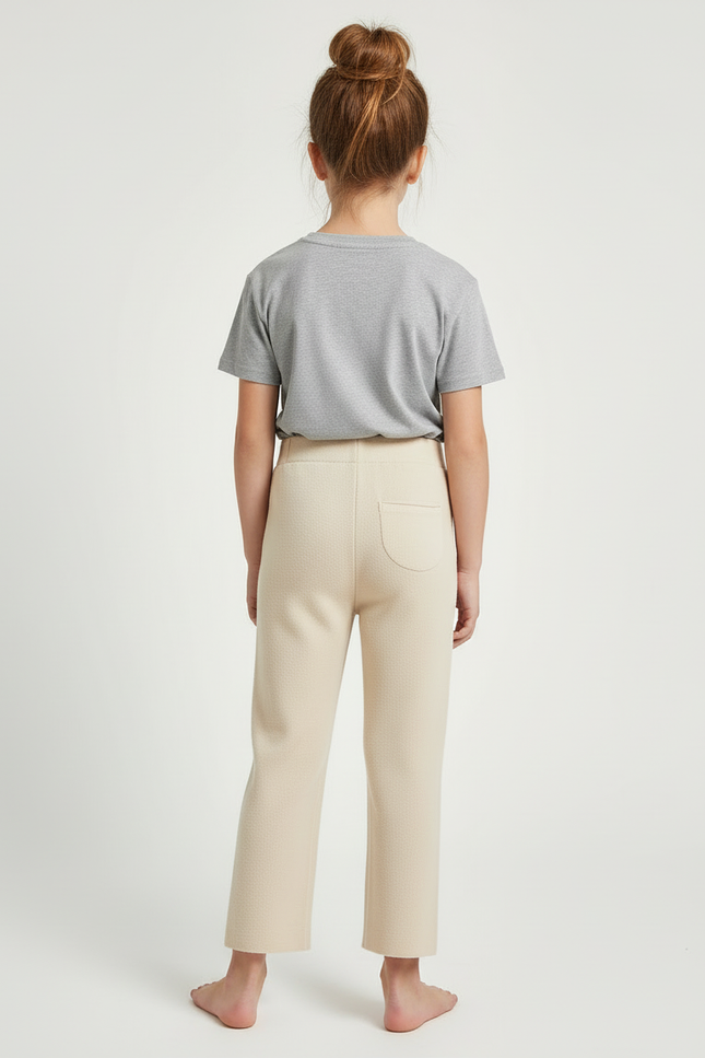 Pantalon Beige Tricoté Droit Fendu Confortable - Maille - vue 2