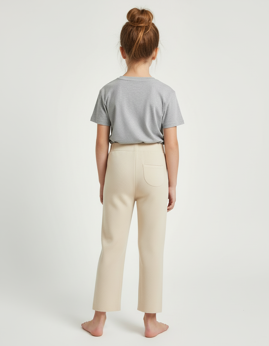 Pantalon Beige Tricoté Droit Fendu Confortable - Maille - vue 2