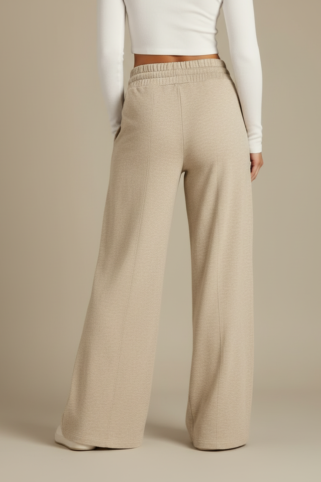 Pantalon Beige Ample Cordon Décontracté Fluide Femme - Molleton - vue 2
