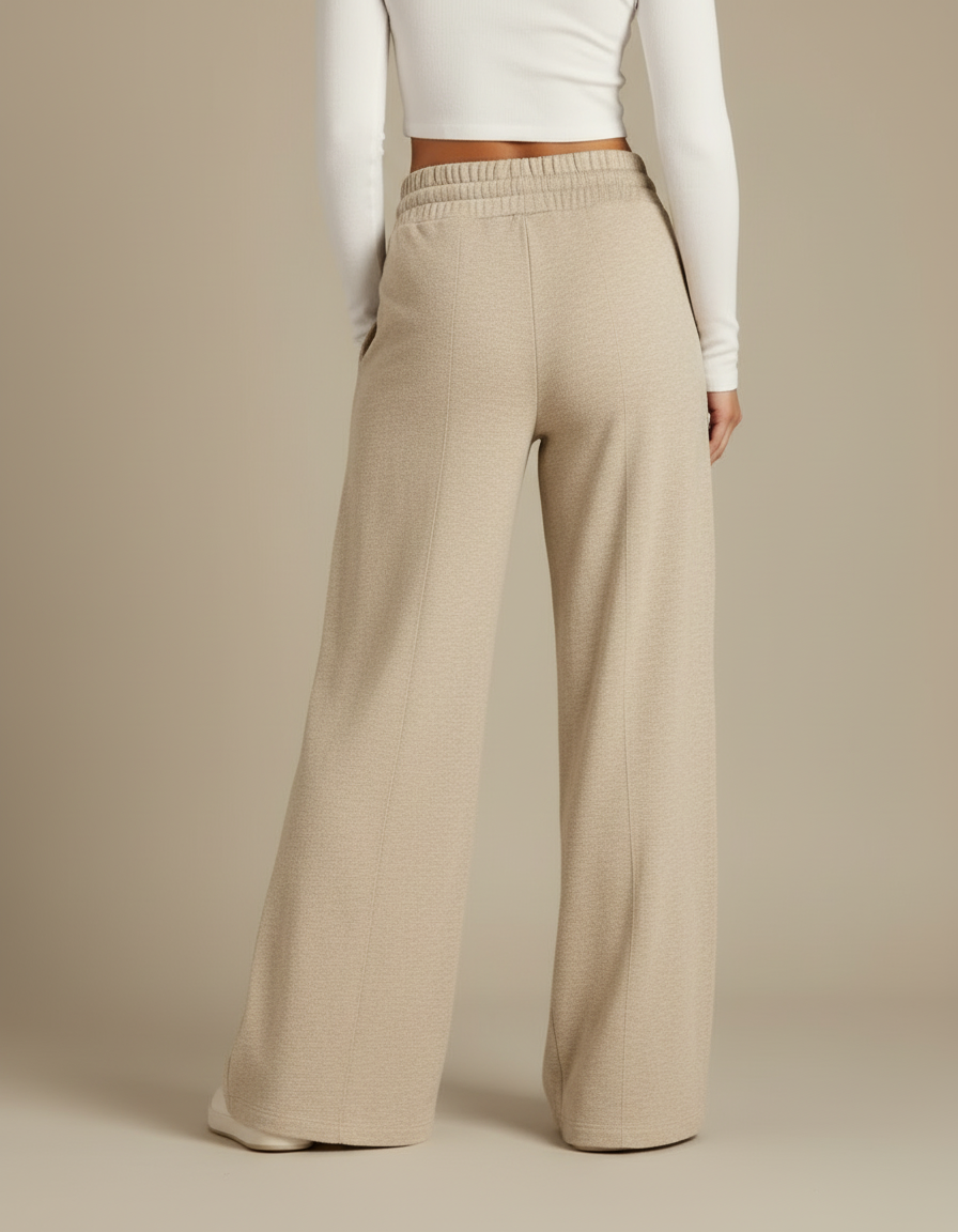 Pantalon Beige Ample Cordon Décontracté Fluide Femme - Molleton - vue 2