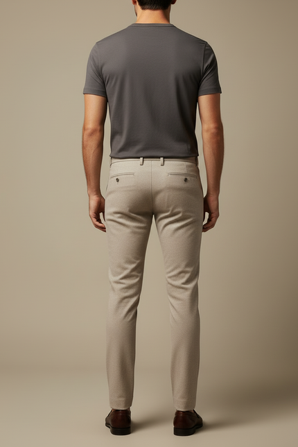 Pantalon Beige Homme Slim Élégant Décontracté Coton - Gabardine - vue 2