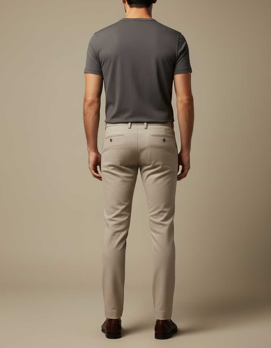 Pantalon Beige Homme Slim Élégant Décontracté Coton - Gabardine - vue 2
