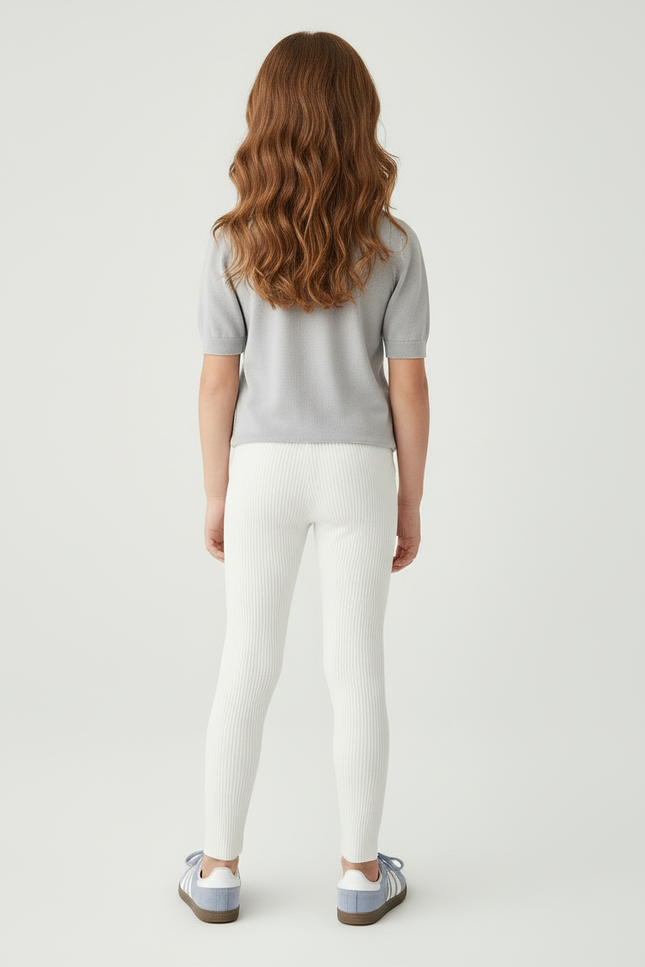 Pantalon Beige Côtelé Extensible Slim Enfant - Blanc Maille - vue 2