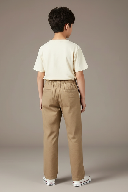 Pantalon Beige Ample Coton Élastique Enfant - Toile - vue 2