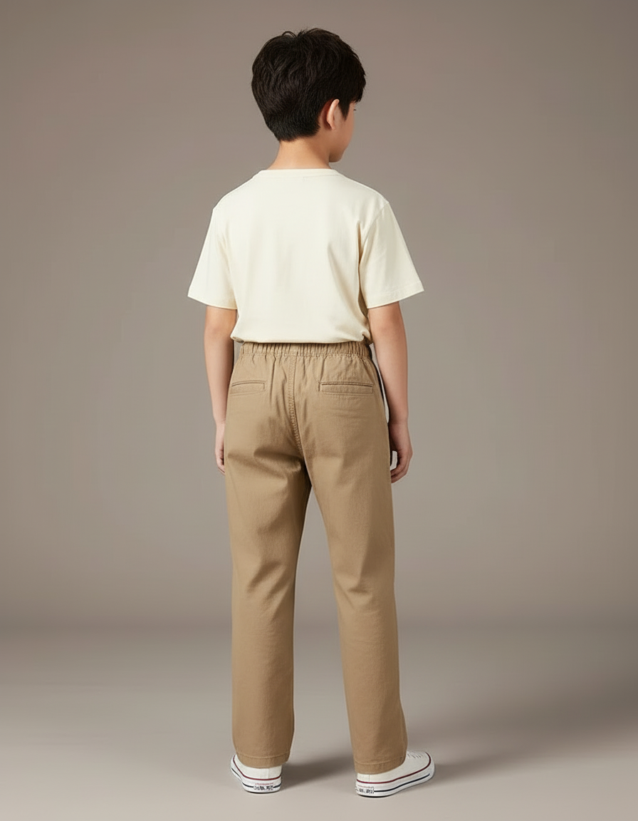 Pantalon Beige Ample Coton Élastique Enfant - Toile - vue 2