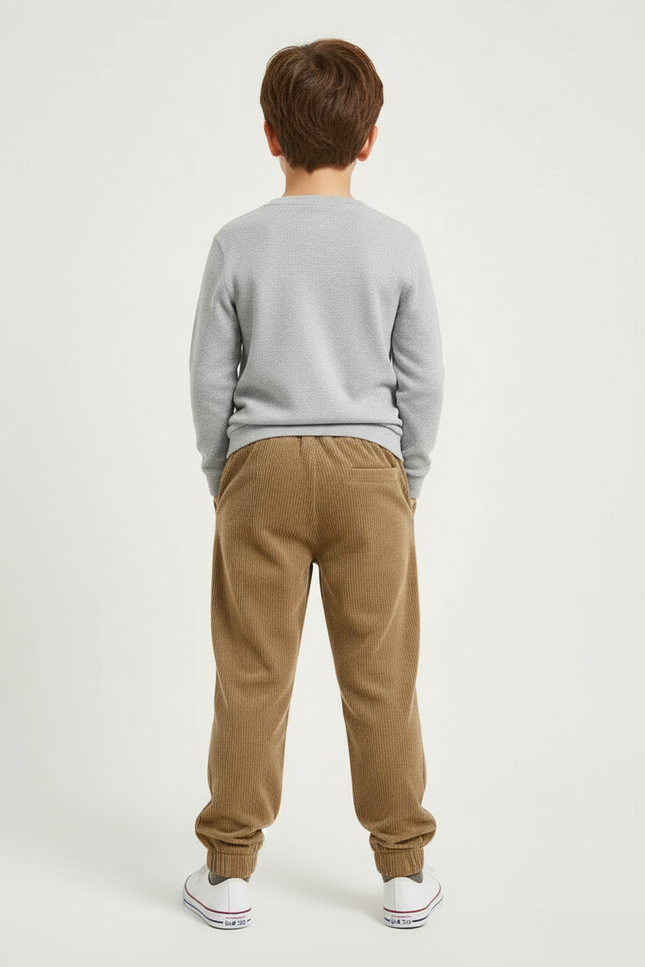 Pantalon Beige Côtelé Décontracté Garçon Épais - Camel - vue 2