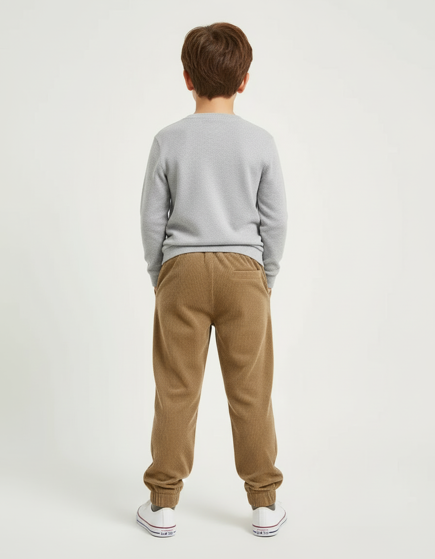 Pantalon Beige Côtelé Décontracté Garçon Épais - Camel - vue 2