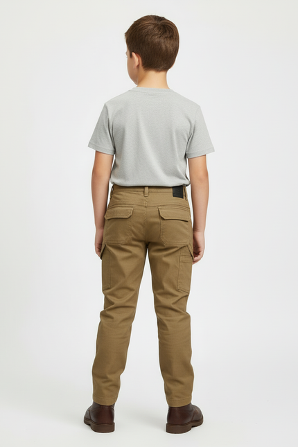 Pantalon Beige Cargo Coton Robuste Garçon - Kaki - vue 2