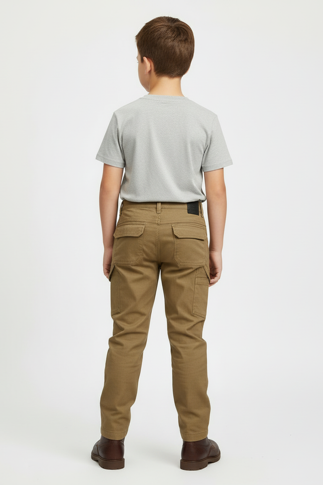 Pantalon Beige Cargo Coton Robuste Garçon - Kaki - vue 2