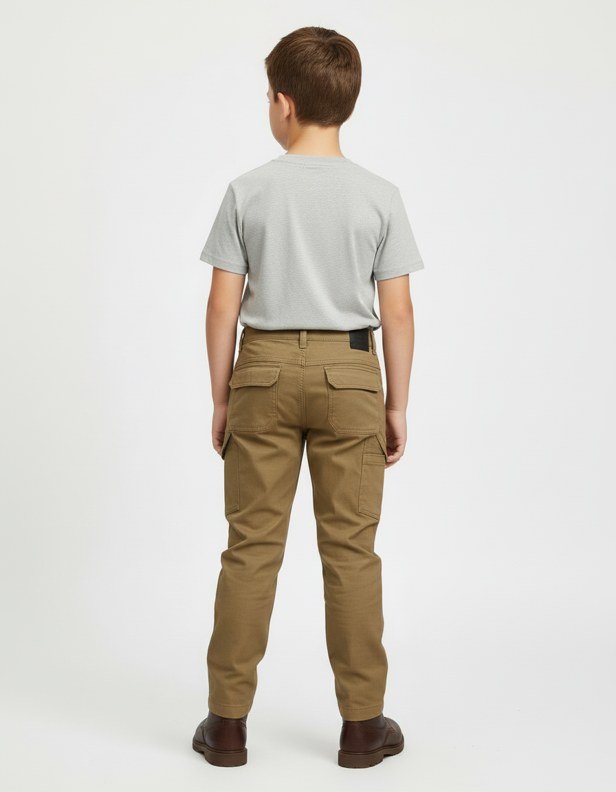 Pantalon Beige Cargo Coton Robuste Garçon - Kaki - vue 2