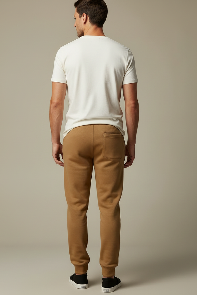Pantalon Beige Homme Jogger Sport Imprimé Cordon - Camel Molleton - vue 2