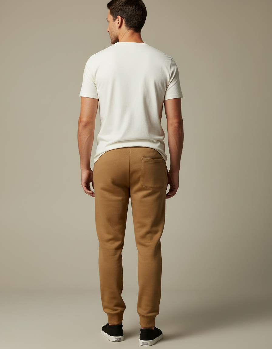 Pantalon Beige Homme Jogger Sport Imprimé Cordon - Camel Molleton - vue 2