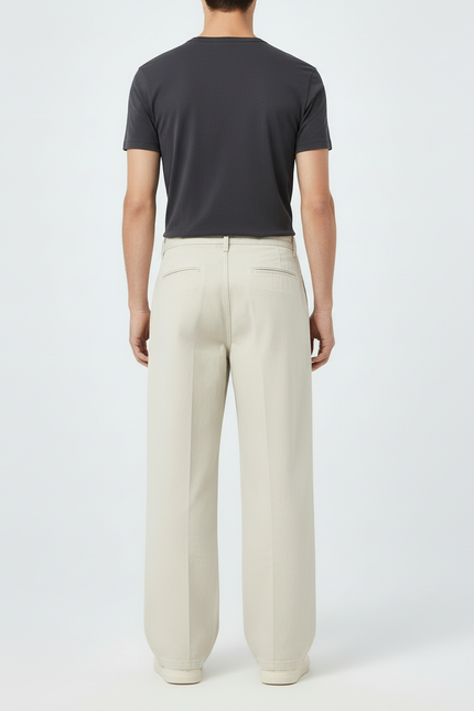 Pantalon Beige Ample Droit Décontracté Homme - Toile - vue 2