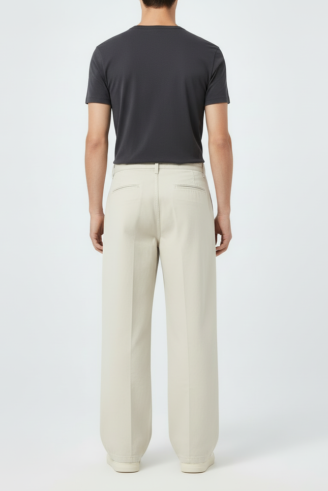 Pantalon Beige Ample Droit Décontracté Homme - Toile - vue 2