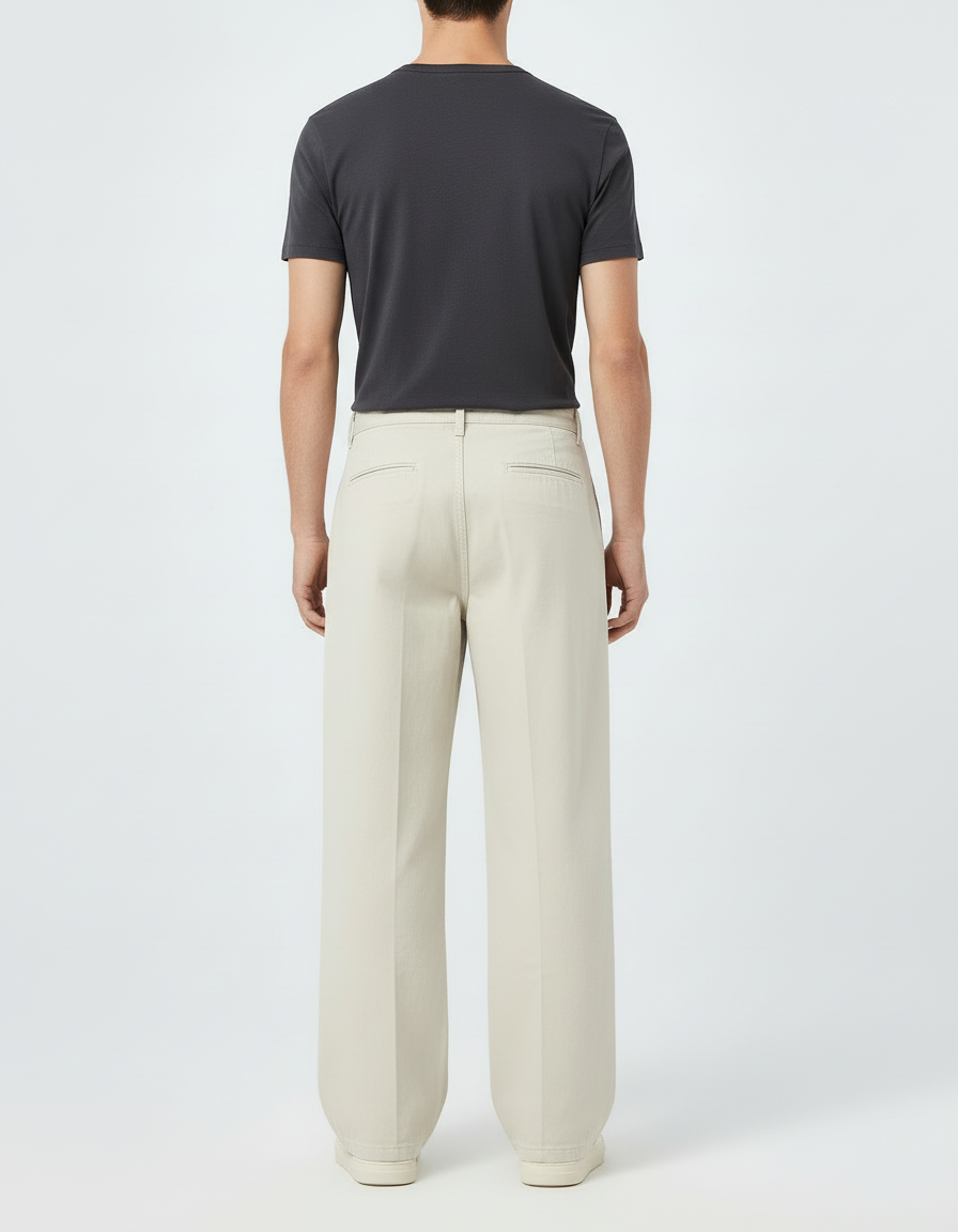 Pantalon Beige Ample Droit Décontracté Homme - Toile - vue 2