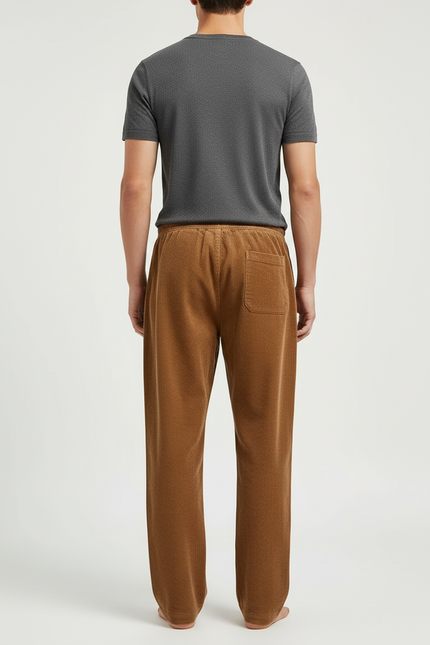 Pantalon Beige Côtelé Droit Décontracté Cordon Homme - Marron Cordé - vue 2