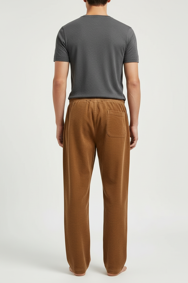 Pantalon Beige Côtelé Droit Décontracté Cordon Homme - Marron Cordé - vue 2