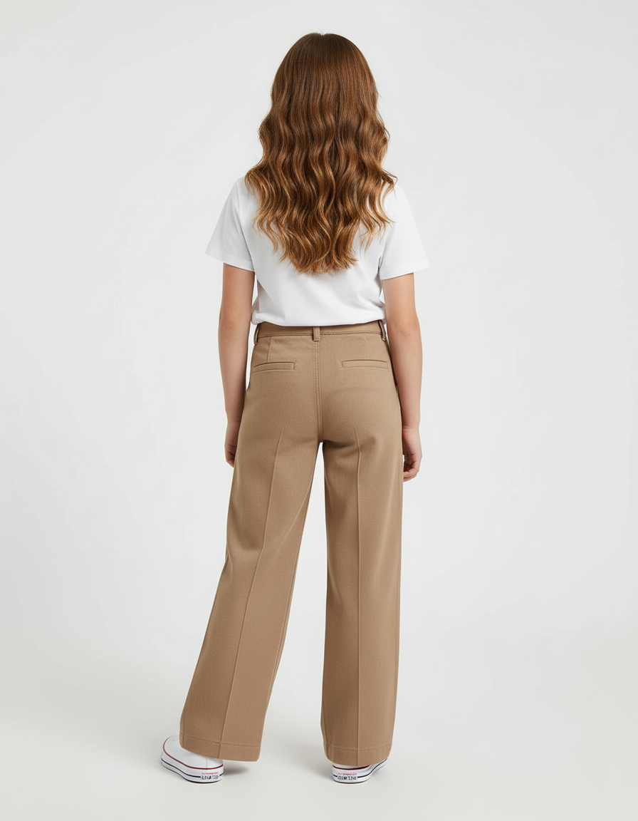 Pantalon Beige Droit Ample Décontracté Enfant - Toile - vue 2